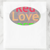 STICKER OVALE LOVE RED GOLDEN VERT (Sac)