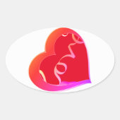 Sticker ovale Love Red Heart (Devant)