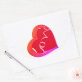 Sticker ovale Love Red Heart (Enveloppe)