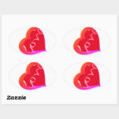 Sticker ovale Love Red Heart (Feuille)