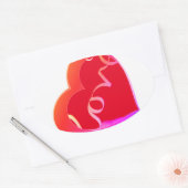 Sticker Ovale Love Red Heart (Enveloppe)