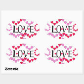 Sticker Ovale LOVE ROUGE ROSE DE Tiny Hearts (Feuille)