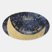 Sticker Ovale Love You to the Moon and Back Custom (Devant)