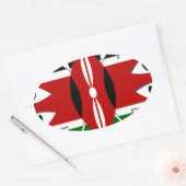 Sticker Ovale Lovely Hearts Kenya : Drapeau Art Motif (Enveloppe)