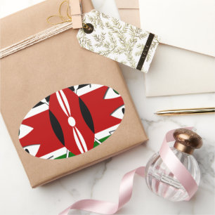 Sticker Ovale Lovely Hearts Kenya : motif artistique d'amour et