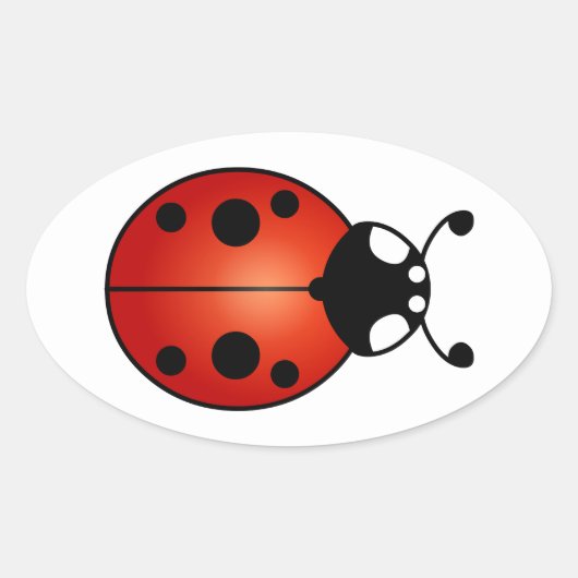 Sticker Ovale Lucky Ladybug Ladybird Beetle (Devant)
