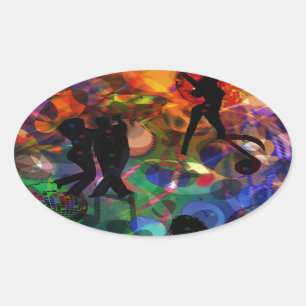 Sticker Ovale Lumière de danse, partie de célébration