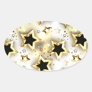 Sticker Ovale Lumière transparente avec étoiles or