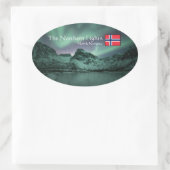 Sticker Ovale Lumières du nord vertes (Sac)