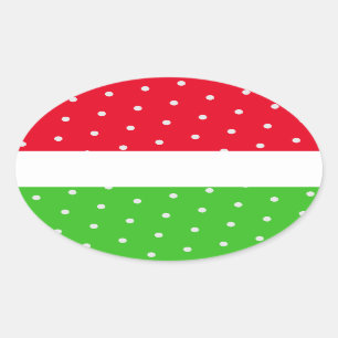 Sticker Ovale Lumineuse Polka Pointe Rouge Lime Vert Blancs