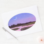 Sticker Ovale Lune et Héron (Enveloppe)