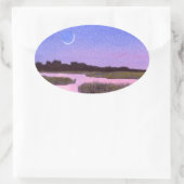 Sticker Ovale Lune et Héron (Sac)