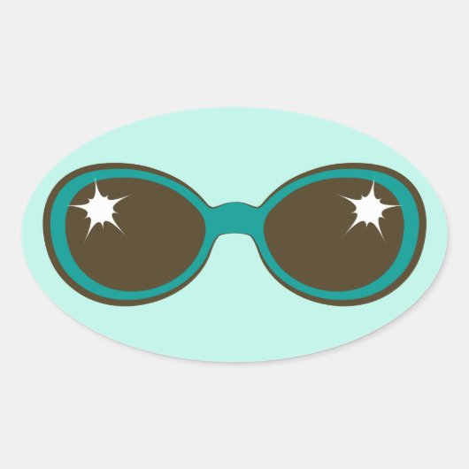 Sticker Ovale Lunettes de soleil rétro Turquoise (Devant)