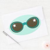 Sticker Ovale Lunettes de soleil rétro Turquoise (Enveloppe)