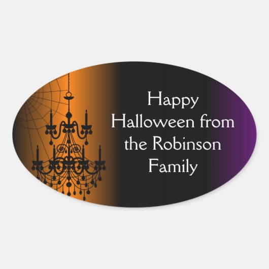 Sticker Ovale Lustre orange/noir de Halloween (Devant)