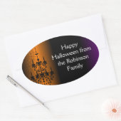 Sticker Ovale Lustre orange/noir de Halloween (Enveloppe)