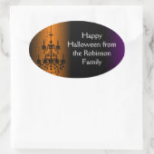 Sticker Ovale Lustre orange/noir de Halloween (Sac)