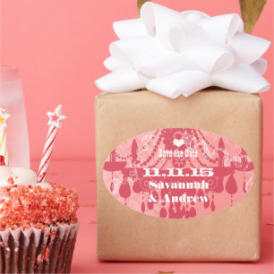 Sticker Ovale lustre Vintage couleur couleur rose lustre