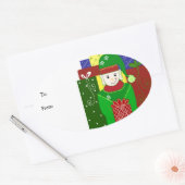 Sticker Ovale Lutine de Noël joyeuse (Enveloppe)