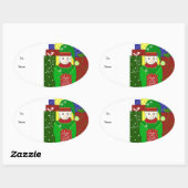 Sticker Ovale Lutine de Noël joyeuse (Feuille)