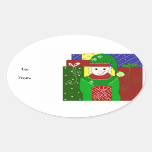 Sticker Ovale Lutine de Noël joyeuse