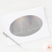 Sticker Ovale Luxe Blush Confetti Pluie Motif Gris (Enveloppe)