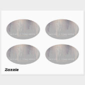 Sticker Ovale Luxe Blush Confetti Pluie Motif Gris (Feuille)