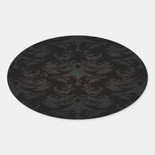 Sticker Ovale luxe cuir look damassé