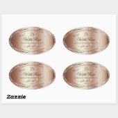 Sticker Ovale Luxueux Rosegold Parties scintillant Monogram Étiq (Feuille)