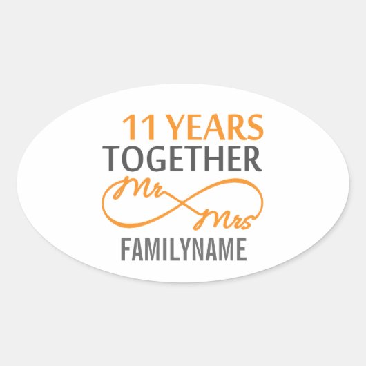 Sticker Ovale M. et Mme 11th Anniversary (Devant)