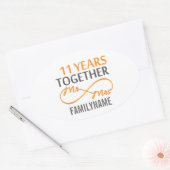 Sticker Ovale M. et Mme 11th Anniversary (Enveloppe)