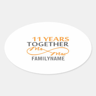 Sticker Ovale M. et Mme 11th Anniversary
