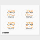 Sticker Ovale M. et Mme 15th Anniversary (Feuille)