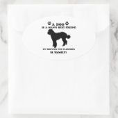 Sticker Ovale Ma famille Bouvier des Flandres, votre chien peut (Sac)