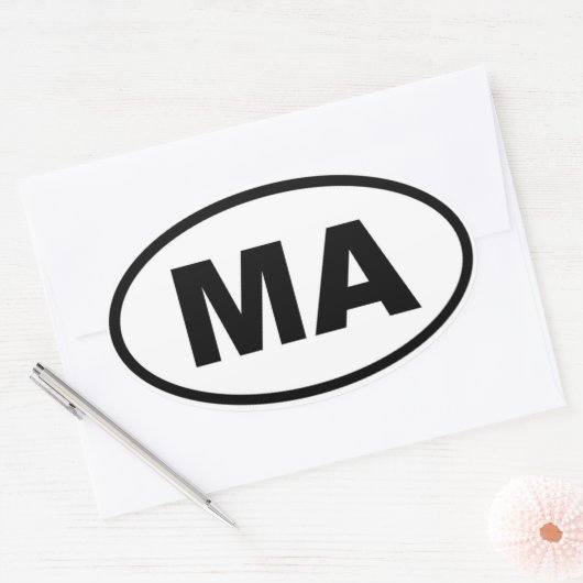 Sticker Ovale MA Massachusetts (Enveloppe)