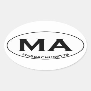 Sticker Ovale MA - Massachusetts USA - Logo ovale