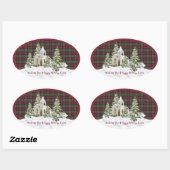 Sticker Ovale MacLachlan Patiné Tartan écossais (Feuille)