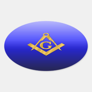 Sticker Ovale Maçon maçonnique avec le bleu de gradient