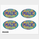 Sticker Ovale Magie bleue (Feuille)