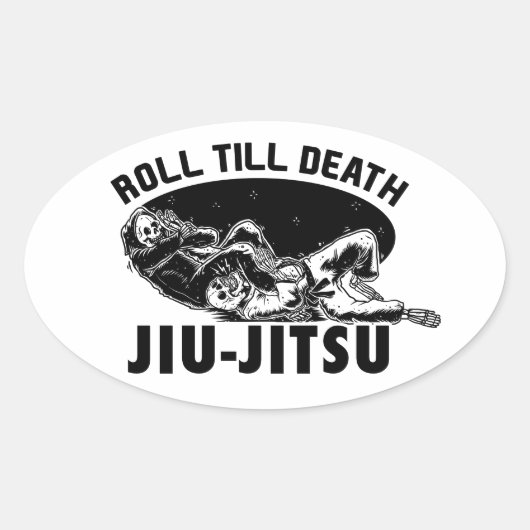 Sticker Ovale Magnifique BJJ Grim Reaper Armbar Jiu-jitsu Sticke (Devant)