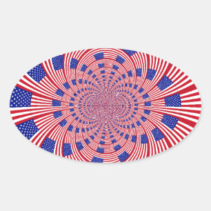 Sticker Ovale Magnifique Drapeau des États-Unis Kaleidoscope