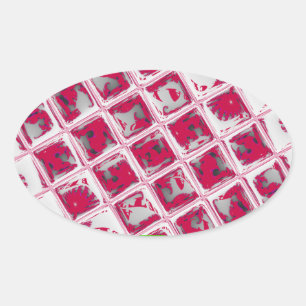 Sticker Ovale Magnifique Incroyable Art Miroir Image Rouge Éléga