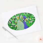 Sticker Ovale Magnifique Peacock mosaïque cadeaux d'art customis (Enveloppe)