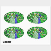 Sticker Ovale Magnifique Peacock mosaïque cadeaux d'art customis (Feuille)