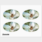 Sticker Ovale Magnolia en fleurs blanches (Feuille)