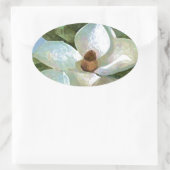 Sticker Ovale Magnolia en fleurs blanches (Sac)