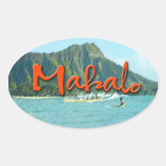 Sticker Ovale Mahalo Diamond Head (Devant)