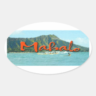 Sticker Ovale Mahalo Diamond Head