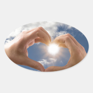 Sticker Ovale Mains de l'amour