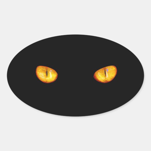 Sticker Ovale Maintenant, il vous voit Chat noir (Devant)